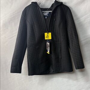 Lands' End Black Quilted Hooded Jacket